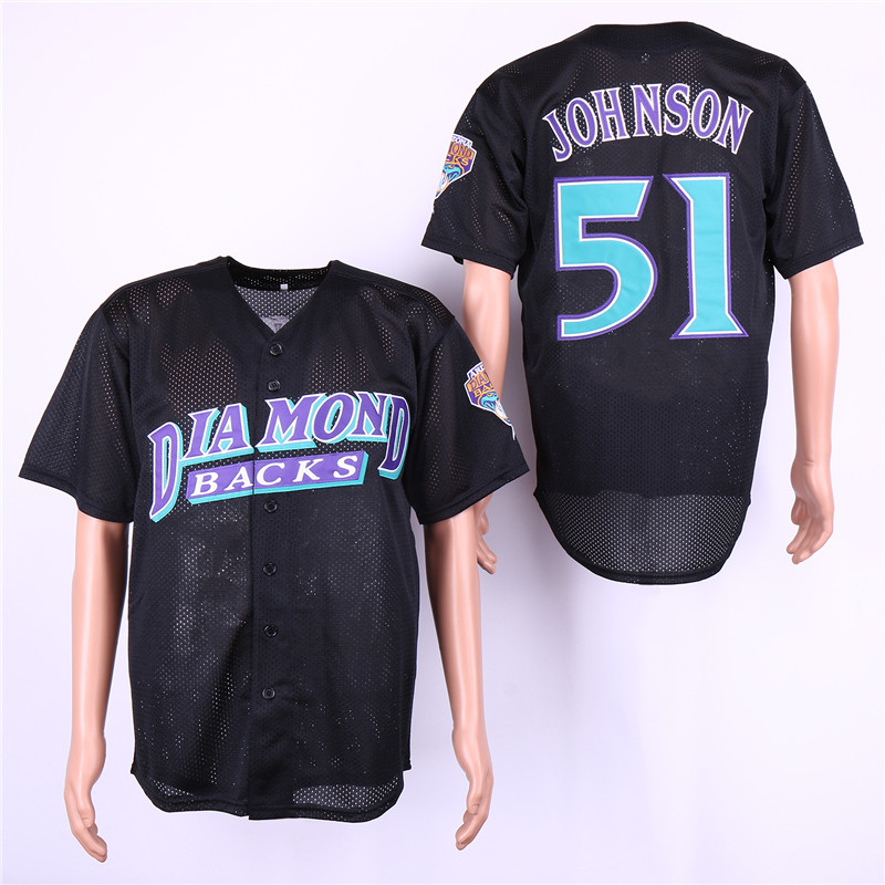 Men Arizona Diamondback 51 Johnson Black MLB Jerseys